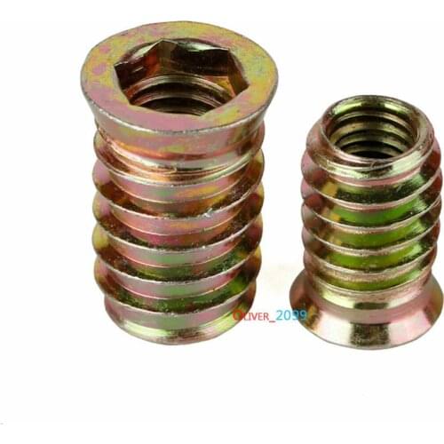 M6 M8 M10 Furniture Hex Drive Flat Head Nuts Screws Threaded For Wood Inserts