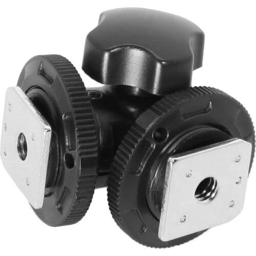 Meking Rotatable Dual Hot Shoe Adapter Bracket Holder Mount For LED Video Light DSLR Camera Hotshoe Adapter Angle Adjustable