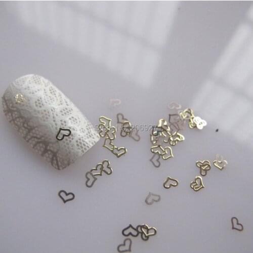 MS167-2 100pcs Gold Cute Small Heart Metal Sticker Nail Art Metal Sticker Nail Art Decoration Non-adhesive Sticker