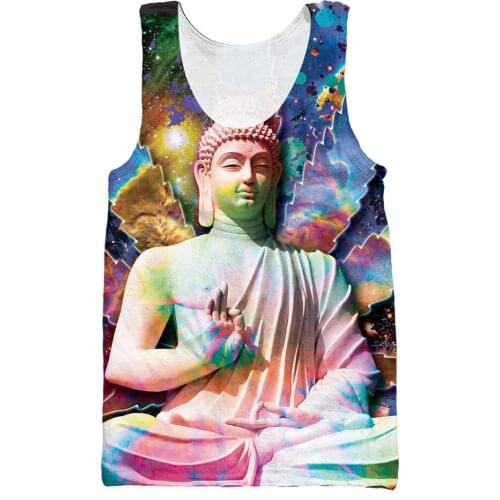3d Fashion Clothing Galactic Buddha Tank Top Trippy Space Weed-themed Colorful Vest Summer Jersey For Women Men