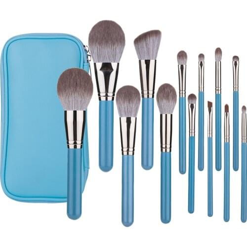 Makeup Brushes Set 13pcs Or Leather Bag Foundation Powder Blush Eyeshadow Eyebrow Brush Soft Hair Cosmetic Makeup Tool