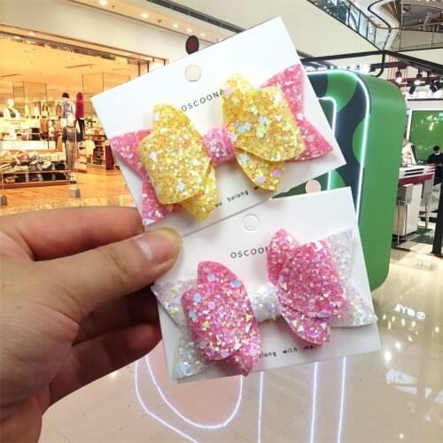 2020 New Mini Sequins Litlle Girls Hair Bows Clips Shiny Glitter Cute Hairpins For Children Hair Accessories Hair Clip Women