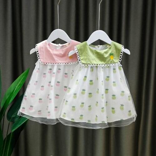 New Baby Dress Summer Girls Casual Cute Perfect Sleeveless Pineapple Mesh Dress Toddler Girl Sweet Princess Dresses2