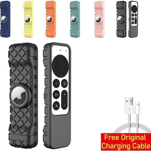 New Silicone Case for Apple Siri Remote 2nd Gen Durable Rubble Cover for Apple TV Remote Control Anti Lost Holder for Airtag