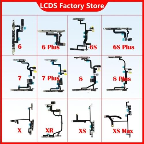 Original Volume Button and Silent Switch Flex Cable with metal For iPhone 6 6P 6S 6SP 7 7P 8 8 Plus X XR XS XS Max