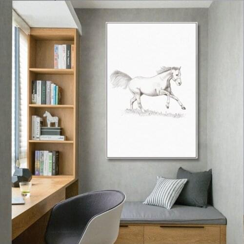 Animal posters canvas Home decoration painting Sketch Horse posters Printing Corridor mural