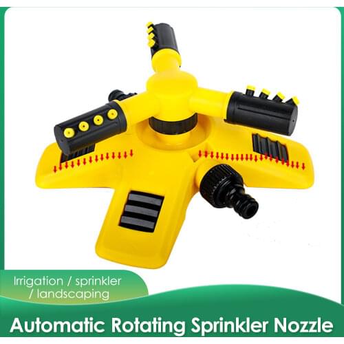 Garden Lawn Sprinkler 360 Degree Automatic Rotating Sprinkler Nozzle Nursery Irrigation Rotating Trigeminal Sprinkler Tandem