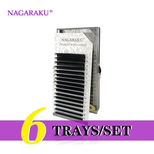 NAGARAKU 6 cases wholesale, 7~15mm MIX 16rows/tray mink eyelash extension,natural eyelashes,individual eyelashes,false eyelash
