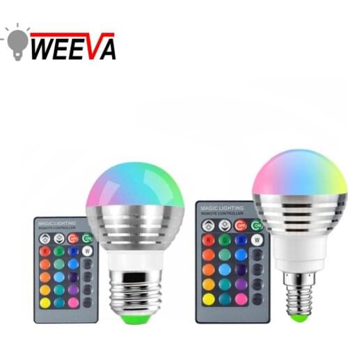 E27 E14 RGB LED Bulb Lamp 24key Remote Control Dimmable LED Night Light 110V 220V Holiday 3W 5W 10W Color Magic Spot Light