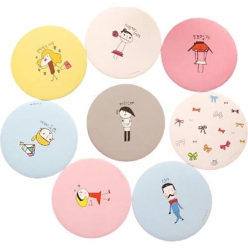 1pc Pocket Makeup Mirrors Kawaii Cute Cartoon Portable Small Mini Round Mirror Travel Make Up Tools Simple Vanity Hand Mirror
