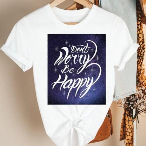 Women Clothes Space Letter O-neck Casual Trend Cartoon Summer Short Sleeve Print Fashion Tshirt Female Tee Top Graphic T-shirt