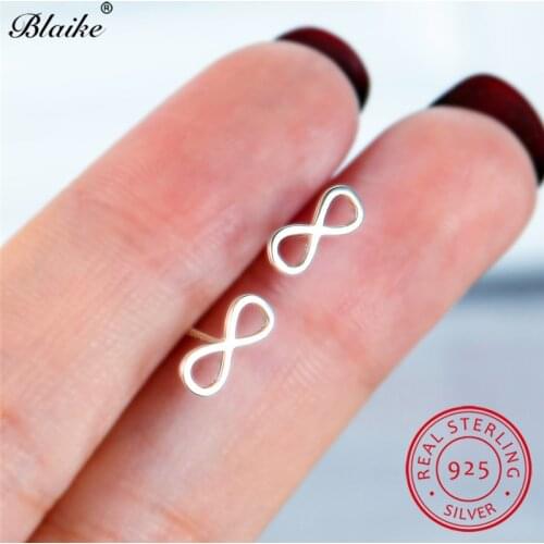 Minimalist s925 Sterling Silver Earrings Letters 8 Shaped Love Infinity Stud Earrings For Women Men Small Earrings Party Jewelry