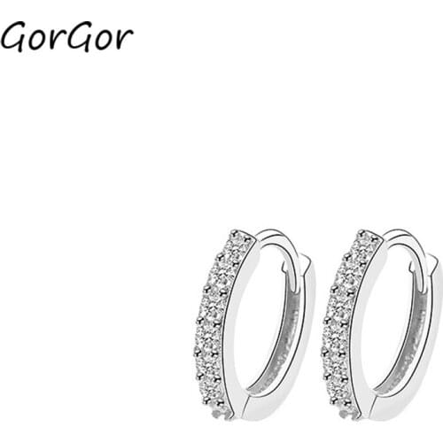 GorGor Clip Earrings Women 925 Sterling Pattern Platinum Plated Zirconia Luxurious Temperament Anniversary Jewelry E052