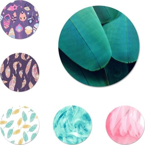 58mm Beauty feather Icons Pins Badge Decoration Brooches Metal Badges For Clothes Backpack Decoration