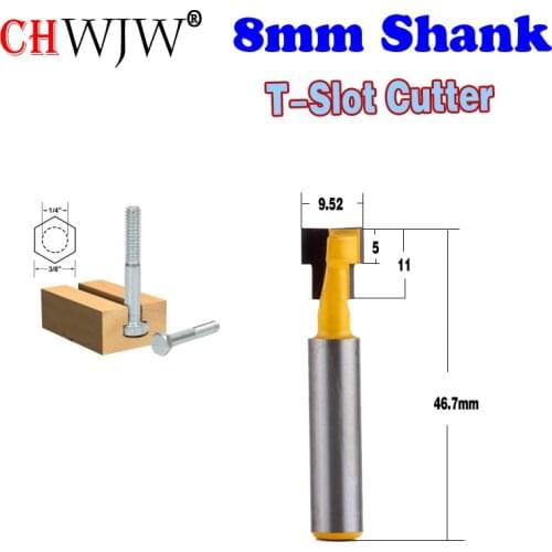 1pc 8mm Shank High Quality T-Slot Cutter Router Bit for 1/4" Hex Bolt