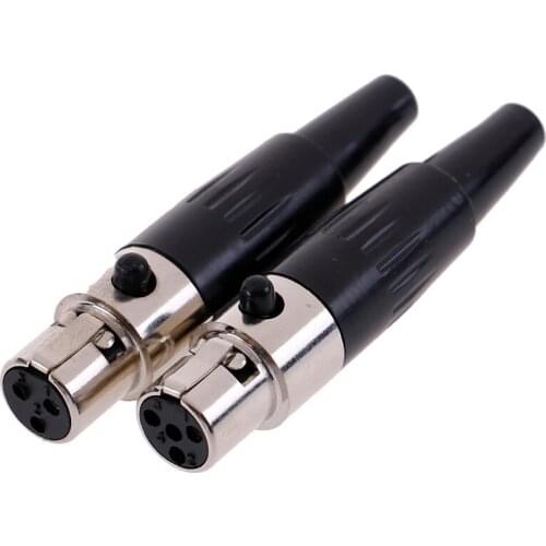 1Pcs Mini XLR 3 4 Pin Female Plug Small XLR Audio Microphone Connector For MIC Soldering Straight