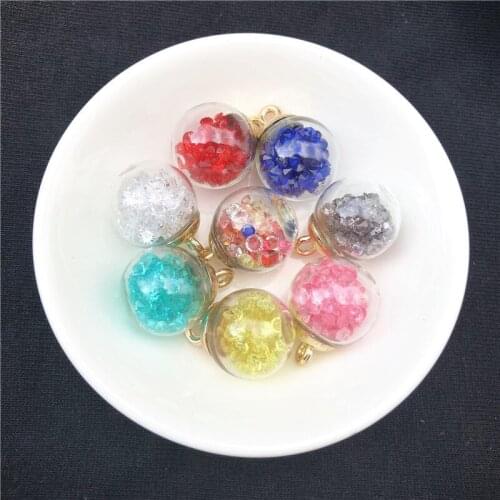 10pcs / bag Popular Crystal Wishing Bottle 16mm Crystal Crushed Glass Ball Pendant Necklace Hair Rope Earrings Accessories