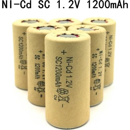 10Pcs /Lot High Quality Rechargeable Battery Sub Battery SC NI-Cd 1.2V 1200MAh,Not Tab, For LED Light Hand Drill Tool