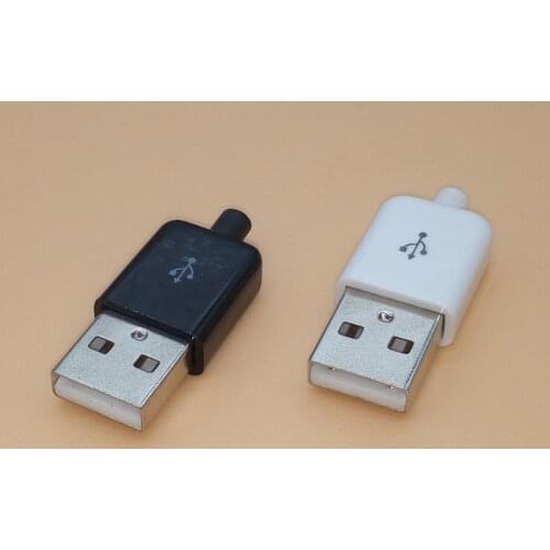 10PCS Diy USB Male Connector 2.0 Plug 4 Pin Type A Components White Black Plastic Cover
