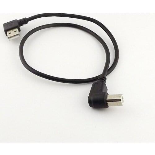 10pcs USB 2.0 A Male Left Angle To USB B Male Right Angle Printer Scanner Cable 50cm