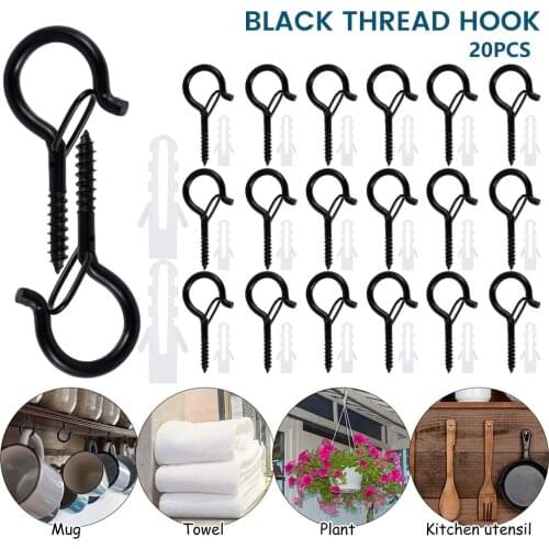 20pcs Q-Hanger Heavy Duty Screw Hooks Multiple Uses for String Light Flower Pot Garden Yard Patio Kitchen Ornament Tools