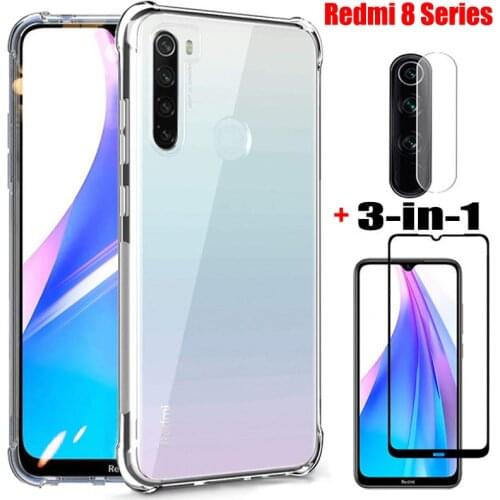 3-in-1,Airbag Case + Camera Glass for Redmi Note 8Pro Phone Cases Redmi 8A Xiaomi Note8 Pro Soft Silicone Cover Redmi8 Xaomi 8T