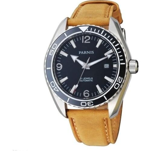 45mm Parnis Sapphire Glass Ceramic Bezel Luminous Automatic Men 316L Watch