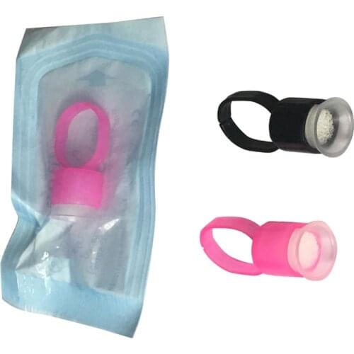 50pcs Tattoo Ink Ring Cups Glue Cap Permanent Makeup Pigment Cup Tattoo Tool Holder with Sponge Microblading Accessories Supply
