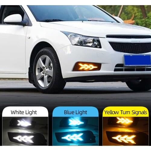 Car flashing For chevrolet cruze 2009 2010 2011 2012 2013 2014 DRL Daytime Running Light fog lamp cover with yellow turn signal