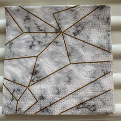 Decoupage paper napkins elegant tissue vintage towel gray gold striped marble birthday wedding party beautiful hotel decor 20