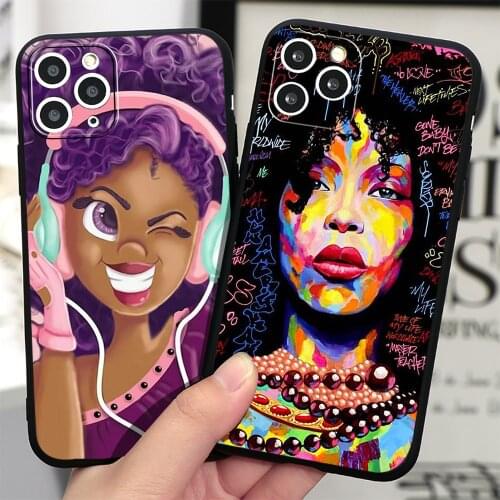 Fashion African Girls For Funda iPhone 12 11 Pro Max Case 7 8 Plus SE 2020 X XR XS Max Soft TPU Cover Case for iPhone 7 Plus