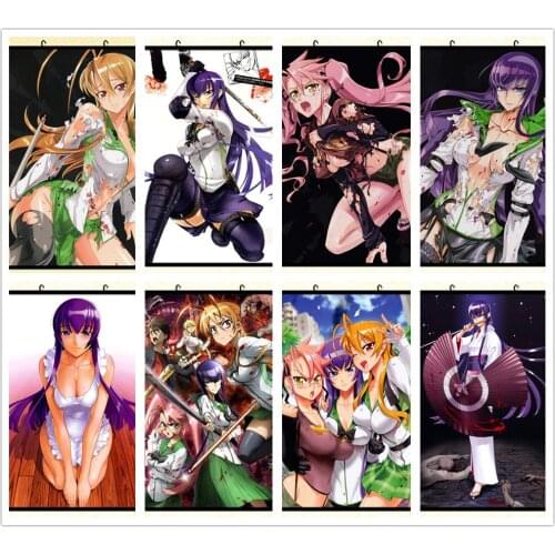 Coscase Anime HIGHSCHOOL OF THE DEAD Miyamoto Rei Busujima Saeko Takagi Saya Home Decor Wall Scroll Poster Decorative Picture