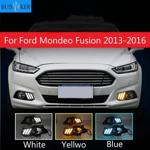 For Ford Mondeo Fusion 2013 2014 2015 2016 dynamic Yellow Turning Signal Relay Waterproof Car DRL Lamp LED Daytime Running Light