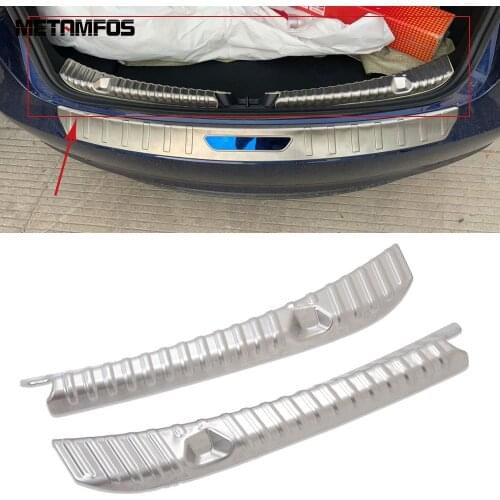 For Tesla Model 3 2018-2021 Inner Rear Trunk Bumper Foot Trim Tail Door Sill Scuff Protection Plate Stainless Steel Accessories