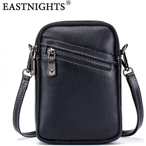 EASTNIGHTS Small Genuine Leather Crossbody Purse Women Mobile Phone Bag Zipper Female Shoulder Bags