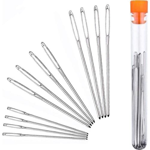 Stainless Steel Sewing Needle 12/15/20pcs Big Eye Needle Embroidery Needle with Transparent Needle Bottle Sewing Supplies