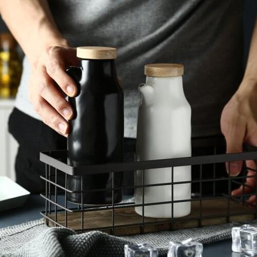 Ceramic Oil Pot Bottle Leak-Proof Vinegar Soy Sauce Olive Dispenser Kitchen Cooking Tool Vinegar Dispenser Oil Tank Spice Jar