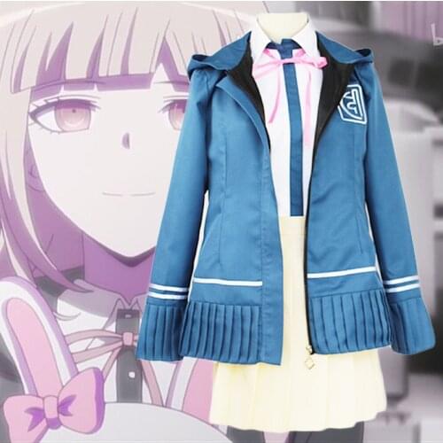 Nanami Chiaki Costume Full Sets Super Dangan Ronpa 2 Cosplay Girls School Uniform Japanese Anime Halloween Costume Wigs C80C01