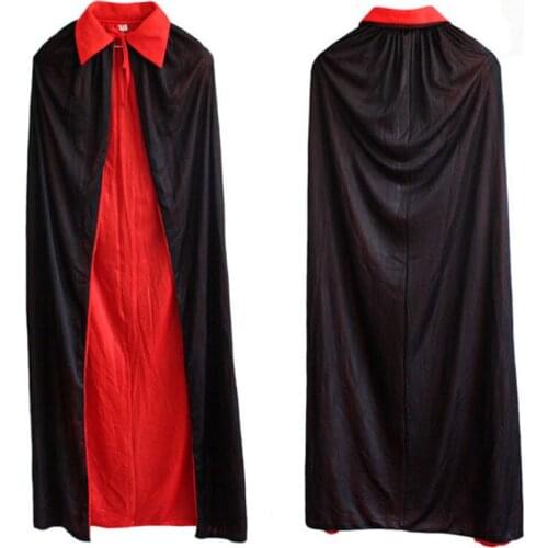 Halloween Costume Boy Men Turn-down Collar Death Vampire Cloak Gown Red Black 2 Side Wear Party Cosplay Robe for Adult