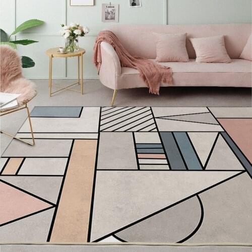 Creative Geometric Pattern Rug Bedroom Large Living Room Nordic Style Coffee Table Rug Home Decoration Non-slip Floor Mat