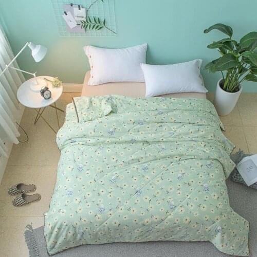 Printed Summer Quilt Green Air Condition Blanket for Bed Soft Breathable Comforter 2020 New