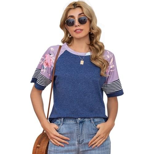 Summer Fashion Women 2021 Clothes O Neck Short Sleeve Printing Patchwork Femme Tops Casual Loose Plus Size Ladies T Shirt