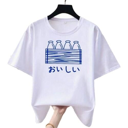 Summer Womens Clothing Short Sleeve Bottoming T-shirt Loose Student Print Y2k Oversized Top O-Neck Casual Tees Pullover S-3XL