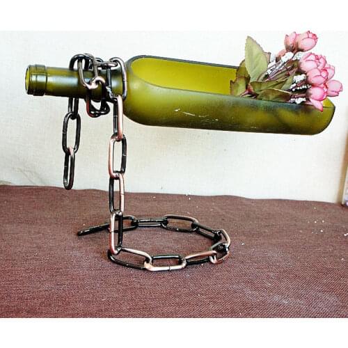 Metal Chain Wine Bottle Holder Creative Magic Floating Rope Stand for Vine Bottles Beer Glass Display Rack Shelf Bar Accessories