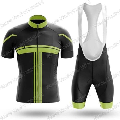 Maillot 2021 Black Lime Green Men Cycling Jersey Set Summer Bicycle Clothing Road Bike Shirts Suit Bicycle Bib Shorts MTB Ropa