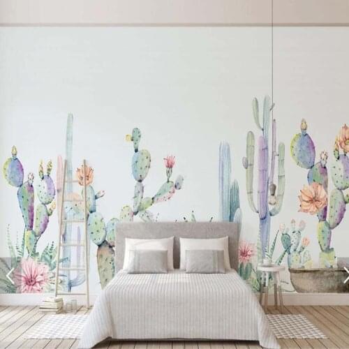 3D Hand Painting Barbary Fig Flower Wallpaper Mural Large Size Living Room Shop Bar Cafe Walls Papel De Parede Cereus Murals