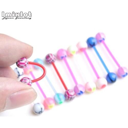 Wholesale Lots 10/20/30/50Pcs Mixed UV Flexible Tongue Bar Rings Bulk Lip Piercing Body Jewelry