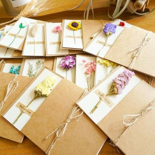 10pcs/lot Flowers Kraft Paper Greeting Cards Wedding Decoration Cards Birthday Wedding Invitations Cards Mothers Day Gifts