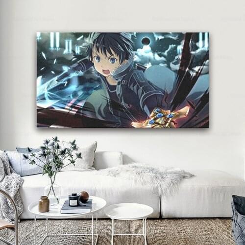 SAO Kirito Sword Art Online Anime Poster Modern Animation Wall Art Decoration Canvas Dorm room Home bedroom decor Painting