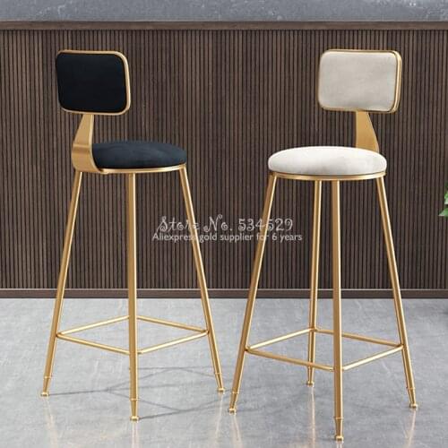 30%Nordic Bar Stool Wrought Iron Ins Creative Table Gold Lift Cafe Back Net Red High Chair Simple